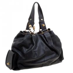 Pre Owned Bvlgari Black Leather Leoni Satchel