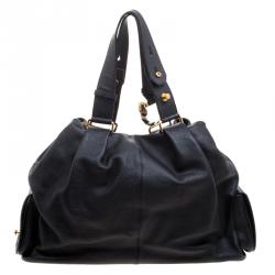 Pre Owned Bvlgari Black Leather Leoni Satchel