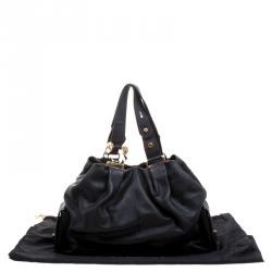 Pre Owned Bvlgari Black Leather Leoni Satchel