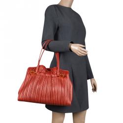 Pre Owned Bvlgari Copper Pleated Leather Tote