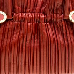 Pre Owned Bvlgari Copper Pleated Leather Tote