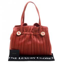 Pre Owned Bvlgari Copper Pleated Leather Tote