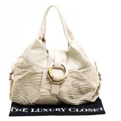 Pre Owned Bvlgari Off White Leather Chandra Hobo