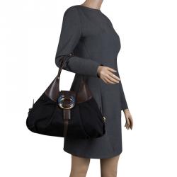 Pre Owned Bvlgari Black/Brown Leather Chandra Hobo