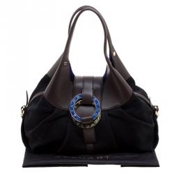 Pre Owned Bvlgari Black/Brown Leather Chandra Hobo