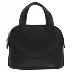 Bvlgari Black Leather Mini Zip Satchel