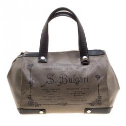Pre Owned Bvlgari Grey Coated Fabric Satchel