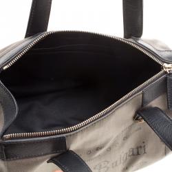 Pre Owned Bvlgari Grey Coated Fabric Satchel