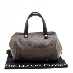 Pre Owned Bvlgari Grey Coated Fabric Satchel