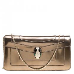 Bvlgari Metallic Bronze Patent Leather Serpenti Forever Shoulder Bag