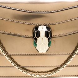Bvlgari Metallic Bronze Patent Leather Serpenti Forever Shoulder Bag