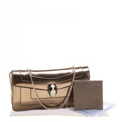 Bvlgari Metallic Bronze Patent Leather Serpenti Forever Shoulder Bag
