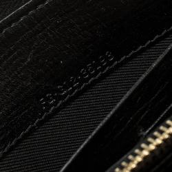 Bvlgari Metallic Black Leather Zip Around Wallet