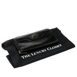 Bvlgari Metallic Black Leather Zip Around Wallet
