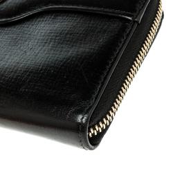 Bvlgari Metallic Black Leather Zip Around Wallet
