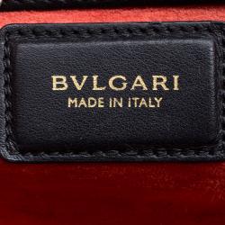 Pre Owned Bvlgari Taupe and Black Leather Tote