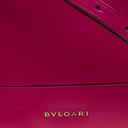 Pre Owned Bvlgari Pink Leather Serpenti Scaglie Boston Bag