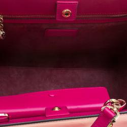 Pre Owned Bvlgari Pink Leather Serpenti Scaglie Boston Bag