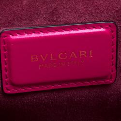 Pre Owned Bvlgari Pink Leather Serpenti Scaglie Boston Bag