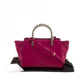 Pre Owned Bvlgari Pink Leather Serpenti Scaglie Boston Bag