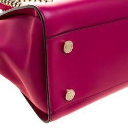 Pre Owned Bvlgari Pink Leather Serpenti Scaglie Boston Bag
