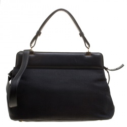 Pre Owned Bvlgari Black Chevron Canvas and Leather Isabella Rossellini Tote