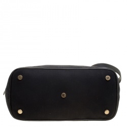 Pre Owned Bvlgari Black Chevron Canvas and Leather Isabella Rossellini Tote
