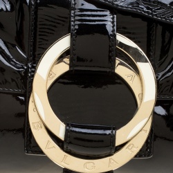 Pre Owned حقيبة كتف بلغاري شاندرا جلد لامعة سوداء