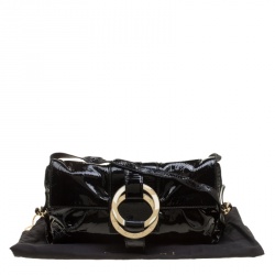 Pre Owned حقيبة كتف بلغاري شاندرا جلد لامعة سوداء