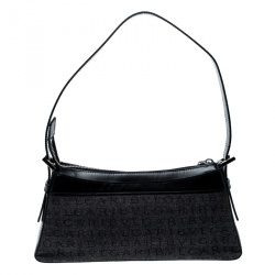Pre Owned Bvlgari Grey/Black Monogram Canvas and Leather Pochette
