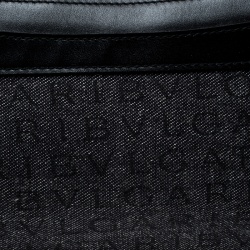 Pre Owned Bvlgari Grey/Black Monogram Canvas and Leather Pochette