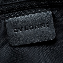 Pre Owned Bvlgari Grey/Black Monogram Canvas and Leather Pochette