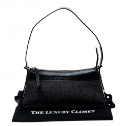 Pre Owned Bvlgari Grey/Black Monogram Canvas and Leather Pochette
