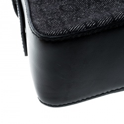 Pre Owned Bvlgari Grey/Black Monogram Canvas and Leather Pochette