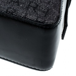 Pre Owned Bvlgari Grey/Black Monogram Canvas and Leather Pochette