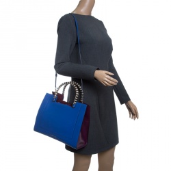 Bvlgari Blue Leather Medium Serpenti Tote