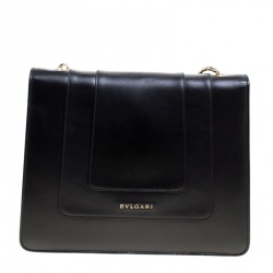 Bvlgari Black Leather Medium Serpenti Forever Shoulder Bag