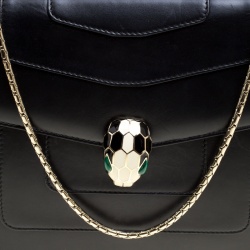 Bvlgari Black Leather Medium Serpenti Forever Shoulder Bag