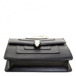 Bvlgari Black Leather Medium Serpenti Forever Shoulder Bag