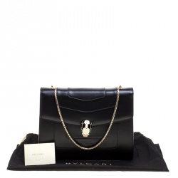 Bvlgari Black Leather Medium Serpenti Forever Shoulder Bag