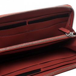 Bvlgari Red Leather Serpenti Forever Zip  Around Wallet 