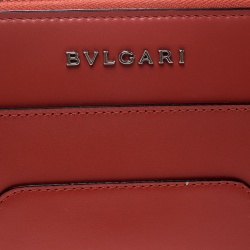 Bvlgari Red Leather Serpenti Forever Zip  Around Wallet 