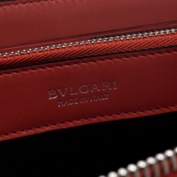 Bvlgari Red Leather Serpenti Forever Zip  Around Wallet 