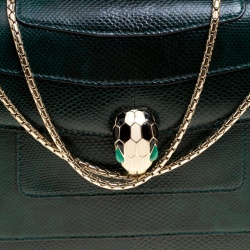 Pre Owned حقيبة كتف بلغاري فورفر سربنتي متوسطة جلد سوداء