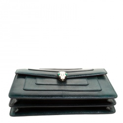 Pre Owned حقيبة كتف بلغاري فورفر سربنتي متوسطة جلد سوداء