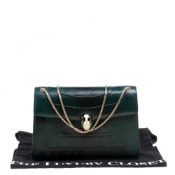 Pre Owned حقيبة كتف بلغاري فورفر سربنتي متوسطة جلد سوداء