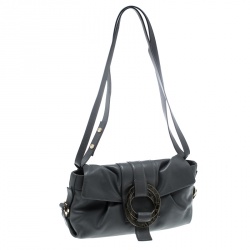 Pre Owned Bvlgari Grey Leather Chandra Shoulder Bag