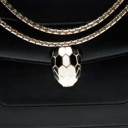 Bvlgari Black Leather Large Serpenti Forever Shoulder Bag