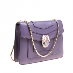 Bvlgari Purple Leather Small Serpenti Forever Shoulder Bag