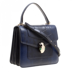 Bvlgari Indigo Karung Serpenti Forever Top Handle Bag
